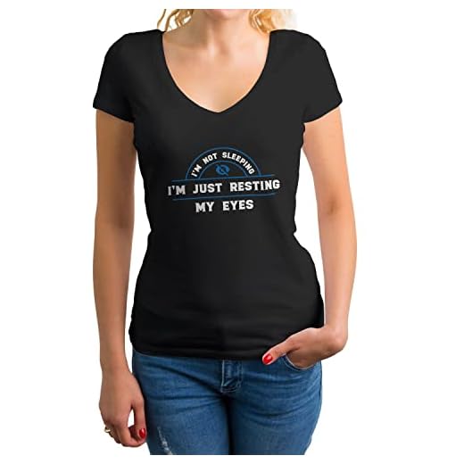 Fun I'm not sleeping I'm just resting my eyes Svart skjorta för damer V-Neck Size L