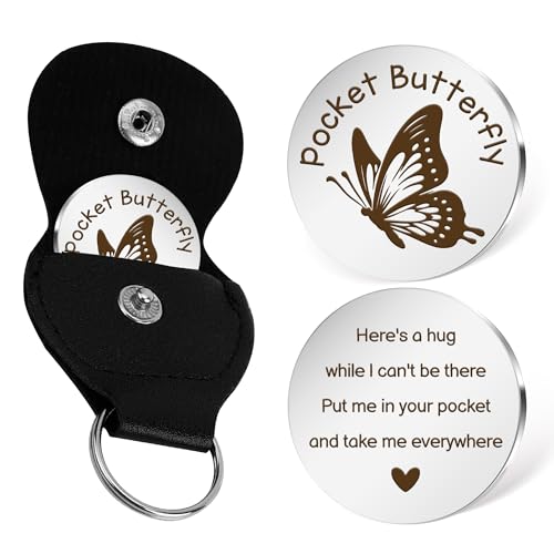 Butterfly Themed Gifts Butterfly Keychain Cute Animal Pocket Hug Token Emotional Support Gift Small Christmas Stocking Stuffers for Butterflys Lovers Boyfriend Girlfriend Son Daughter Best Friend