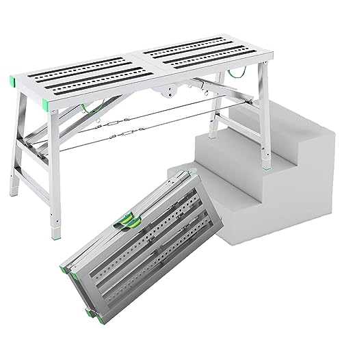 Equipo de andamio plegable de 15.7 pulgadas de ancho, plataforma de trabajo multiusos, torre de trabajo, taburete de escalera con ajuste de 5 alturas para bricolaje y mantenimiento, A-180 x 40 cm