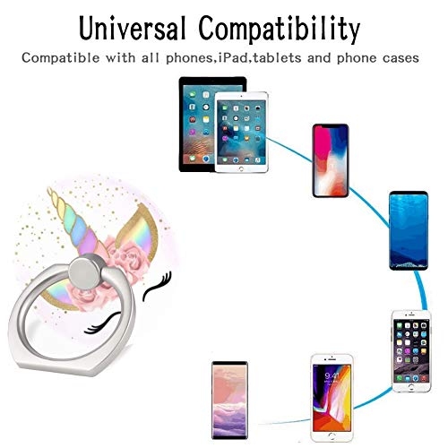 Zopicch (3 Pack) Mobile Phone Ring Holder Finger Grip,Pink Rose Gold Flower Unicorn Cell Phone Stand Collapsible Kickstand Compatible With All Smartphone #TOP3
