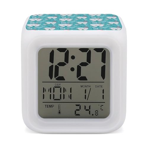 GVYGVY Sveglia digitale per camera da letto, con stampa di dentifricio e dentifricio, con piccolo orologio digitale a LED, per aule, università, dormitorio, con luce notturna a 7 colori, adatta come