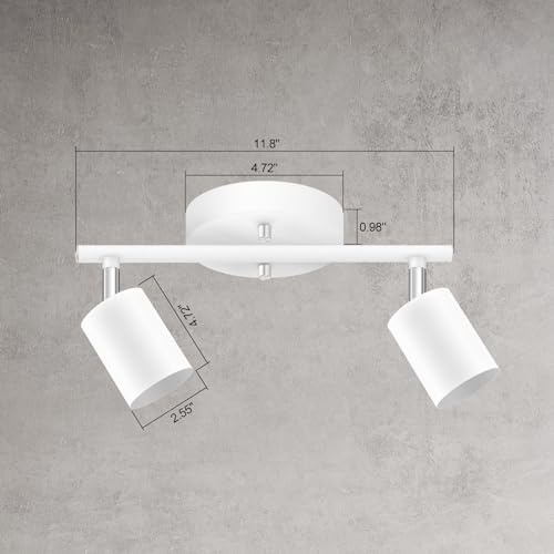 Track Lighting Ceiling, White 2 Lights Track Lighting for Kitchen, Modern Track Lights Fixtures Ceiling Kit, Rotatable Track Heads, Wall Mount Spot Lighting for Living Room/Bedroom(Bulb Not Included) by Bricosmocon - Image 6