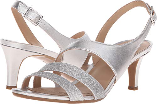 Naturalizer Womens Taimi Strappy Mid Heel Slingback Dress Sandals ,Silver Glitter,7.5 M US