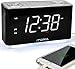 Radiosveglia, sveglia digitale FM, orologio radiocontrollato con luce notturna, doppia sveglia, controllo dimmer, ampio display LED bianco da 1,4 pollici iTOMA CKS507