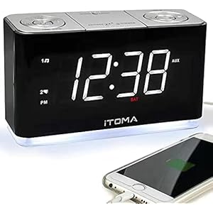 Wekkerradio, Digitale FM-radio, Niet tikkend dubbel alarm met snooze, Opladen via USB, Nachtlampje, Dimmerbediening, Slaap-naar-radiotimer, Extra ingang, Back-upbatterij iTOMA CKS507