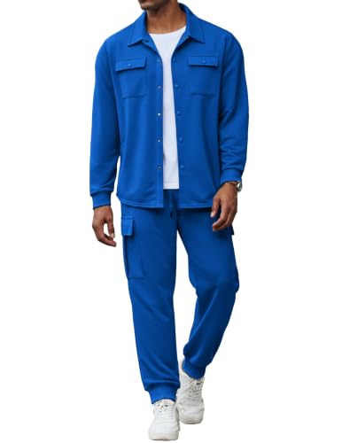 COOFANDY Mens Jogger Tracksuit Set Lightweight Sweatsuit, Royal Blue, Large - image 1