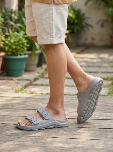 Image of Carlton London Men's Casual Thong Flip Flops with Striped Straps and Metallic Accent