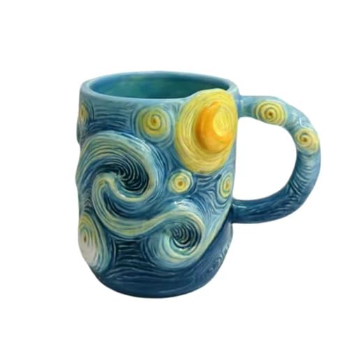 Taza grande de cerámica pintada a mano cielo estrellado