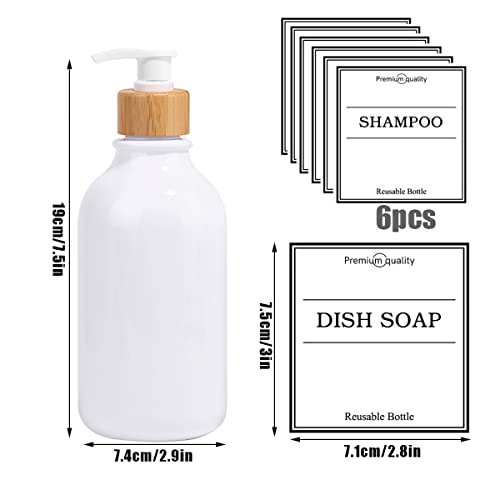 Shampoo And Conditioner Dispenser-Set Of 3-16 Oz Reusable Pump Bottle Dispenser For Bathroom With 6 Waterproof Stickers - Empty Plastic Refillable Containers For Shower #TOP6