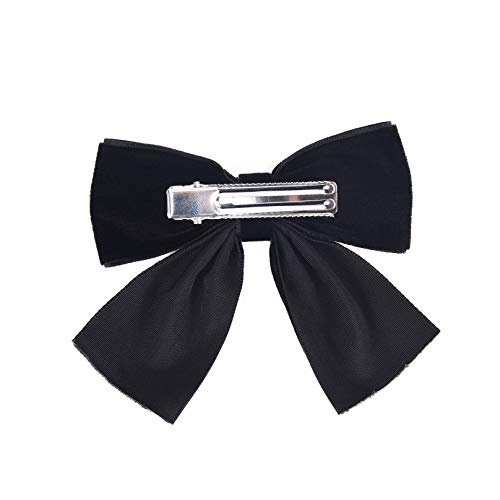 Deeka 2 Pcs 4" Hand-Made Velvet Hair Bows Alligator Clips Hair Accessories For Little Teen Toddler Girls Kids Set Of 2 -Black #TOP2