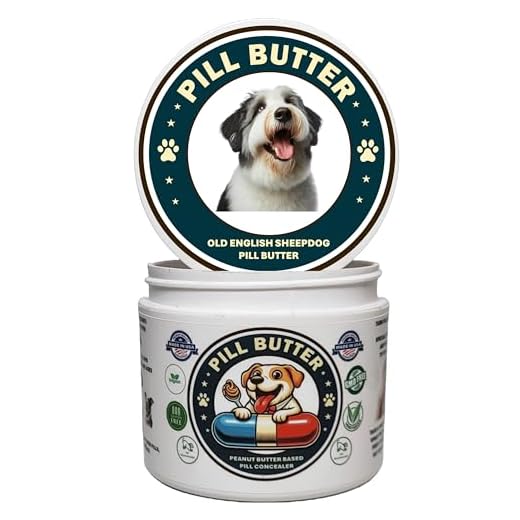 Old English Sheepdog Treats to Wrap Pills (+100 Breeds) Jar of Non-Sticky Moldable Paste Made of Real Human Grade Dog Peanut Butter Treat, Food or Gift to Hide Dogs Pills (60 Servings)