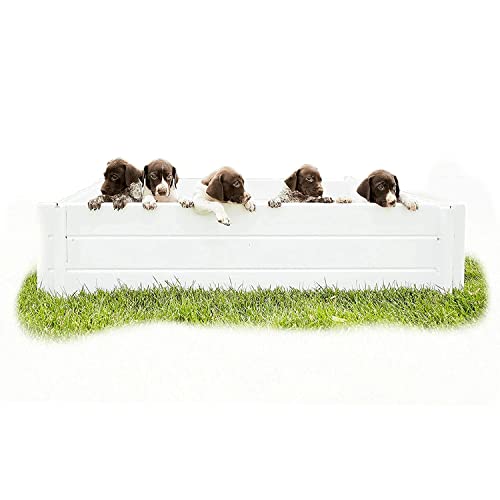 Clean Earth Works - 48” X 48” - White Large Vinyl Plastic Whelping Box & Puppy Playpen, Good For All Animals - Indoors & Outdoors - 48”L X 48”W X 11”H #TOP5
