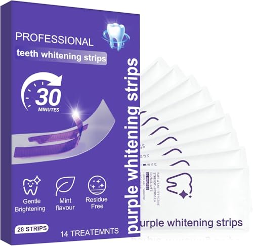 Purple Teeth whitening Strip Who Knows Mommy 30 Sensitivity Free Whitening Strips, Peroxide Free,15 Treatments Kit Professional and Safe Teeth whitening