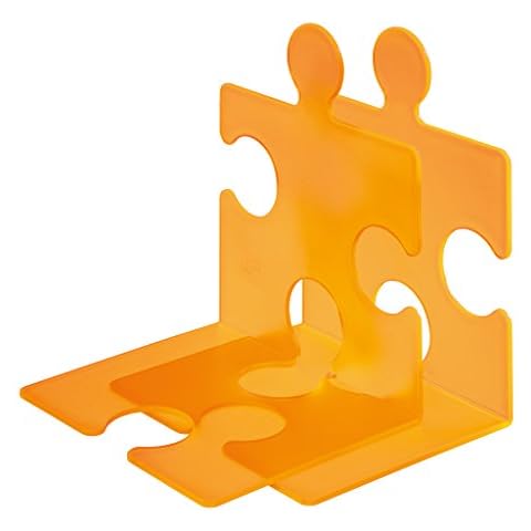 Soporte para CD/sujetalibros Han Bueroger 9212-61 en forma de puzzle, 2 unidades, naranja transparente Cover