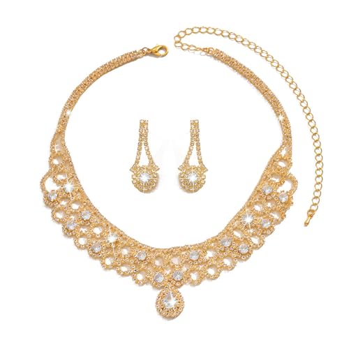 XFSRG Parure Bijoux Collier Boucles D'oreilles Cristal...