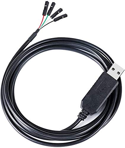 Image of DTech FTDI USB to TTL Serial Converter Adapter Cable 3.3V TX RX Signal 4 Pin 0.1 inches Pitch Female Socket PL2303 Prolific Chip Windows for Charging Adapter 10 8 7 XP Vista (10ft, Black)