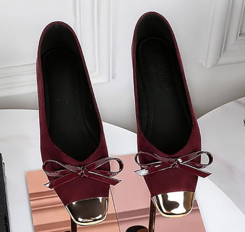 Niction Suede Bow Flats for Women Casual Trendy Fall Pointed Toe Flat Shoes Cute Mary Jane Ballet Flats Shoes Comfortable Dressy Work Flat 20252