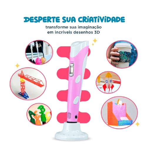 Caneta de impressão 3D, 246FT Caneta 3D com 15 cores com recarga de filamento PLA de carregamento US