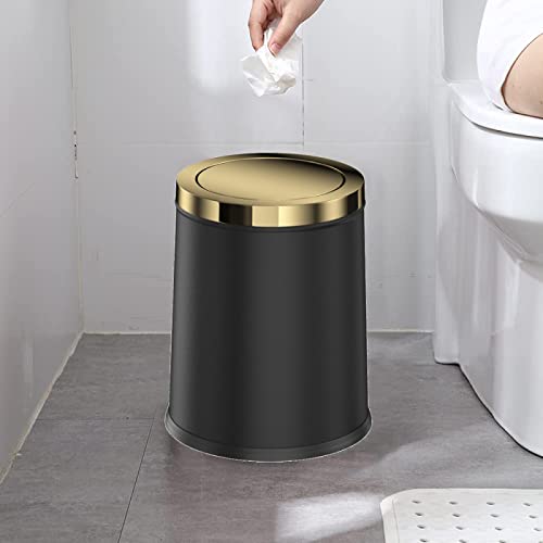 Caneca de basura de cocina con tapa basculante 15 litros acero inoxidable negro oro miniatura 5
