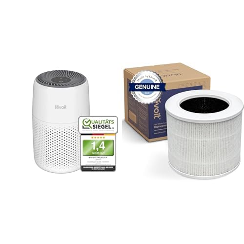 Levoit Luftreiniger Allergiker mit Aromatherapie, HEPA Luftfilter gegen Schimmel, Staub und Tierhaare bis zu 0,3 µm für Schlafzimmer+Standard Ersatzfilter 3-in-1 HEPA, Aktivkohle, 1,1kg, Mattweiß