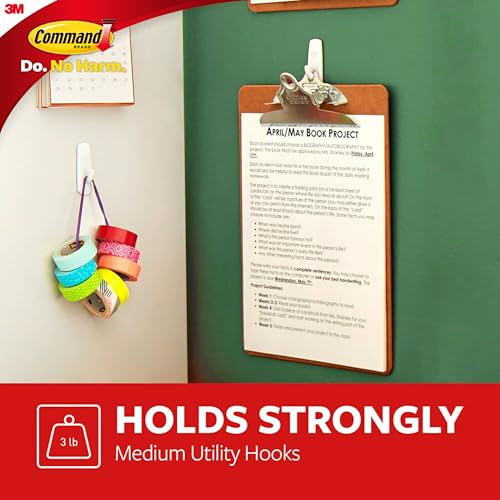 Command-Medium-Utility-Hooks-Damage-Free-Hanging-Wall-Hooks-with-Adhesive-Strips-No-Tools-Wall-Hooks-for-Hanging-Organizational-Items-in-Living-Spaces-9-White-Hooks-and-12-Command-Strips