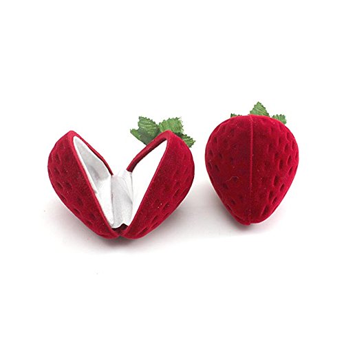 Cute Red Strawberry Style Ear Stud Ring Earring Eardop Earbob Box Case Storage
