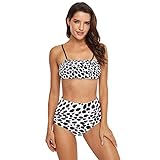 👙【Hohe Taille gerüschte Bikinihose】Vintage Badehose hat Bauchkontrolle Effekt für bessere Kurven, und bringt auch einen Retro-Glamour.