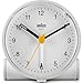 Braun Classic Analogue Alarm Clock with Snooze and Light, Quiet Quartz Movement, Crescendo Beep Alarm in White, Model BC01W.