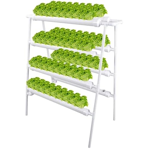 Hydroponics Growing System Kit 72 Plant Sites 4 Layers Food-Grade PVC-U Pipes Hydroponic Grow Kit Gardening System with Water Pump, Timer,Net Pots and Sponge for Vegetables,Fruits,Herb