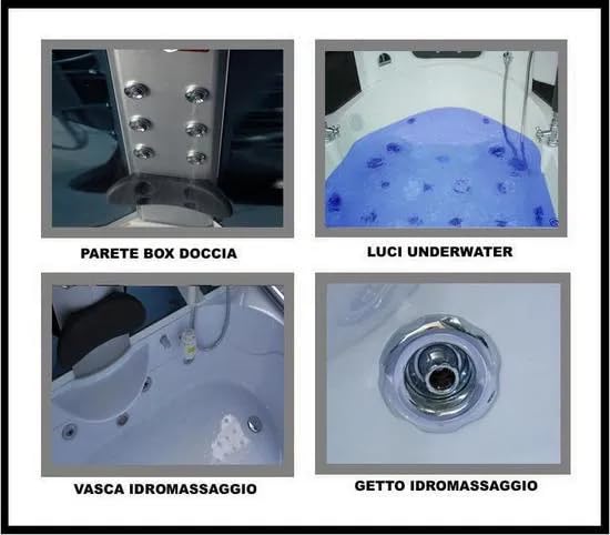 Bagno Italia Bañera de hidromasaje con cabina de 160 x 85 cm con hidrochorros y baño de vapor