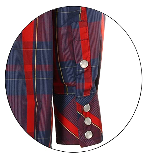 Image of Gioberti Boys Casual Western Plaid Long Sleeve Pearl Snaps Shirt