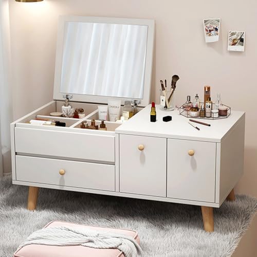 Tocador con espejo y almacenamiento mueble maquillaje compacto 80cm 2