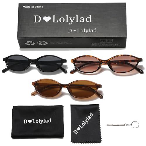 Image of Retro Oval Cat Eye Sunglasses for Women Y2k Designer Narrow Shades 90s Trendy Sun Glasses