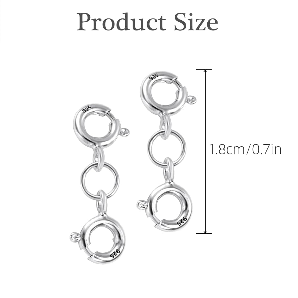 2Pcs Silver Double Clasps Silver Necklace Extension Clasp Sterling Silver Spring Double Clasps for Necklace Bracelet Jewelry Making - Image 4