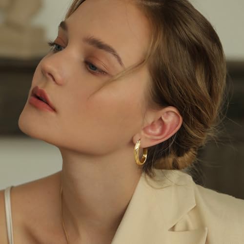 Gold Hoop Earrings 14K Gold Hoops Earrings For Women Large Thick Women’s Hoop Earring for Women Modern Elegance 25/30MM3