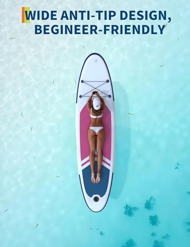 Inflatable Paddle Board for Adults, 10'6"/11" Inflatable Stand Up Paddle Board with Premium Accessories, Non-Slip EVA Deck, Ultra-Light Carry Bag, Pump, SUP Board for Adult