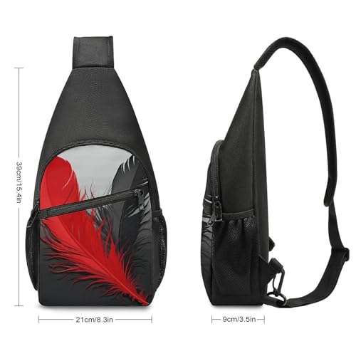 Mochila de hombro ligera rojo y negro para senderismo miniatura 2