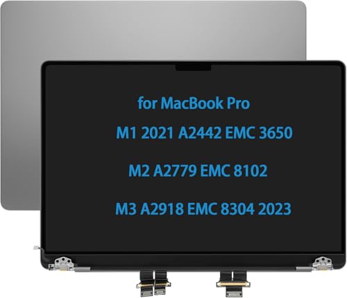 Image of 14 inch Screen Replacement for MacBook Pro M1 A2442 EMC 3650 M2 A2779 EMC 8102 M3 A2918 EMC 8304 LCD Screen Display Complete Top Assembly 2021 2023 (Space Gray)