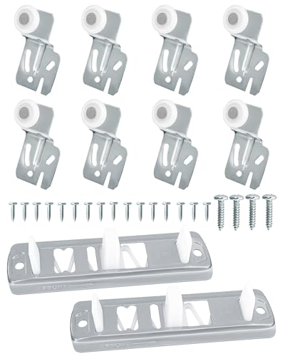 10 Pcs Sliding Closet Door Roller Replacement Kit - Includes 2Pcs N6560 + 8Pcs MP6501 Rollers & Slide Track Hardware Fits Top-Hung Sliding Wardrobe Door Hardware (3/4to 1-3/8 Door Thickness)