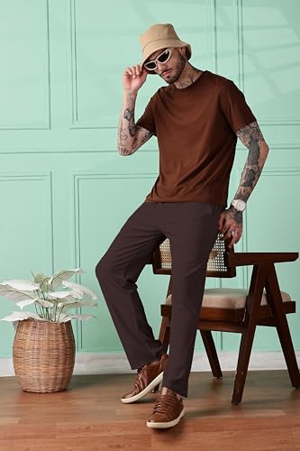 Image of SWADESI STUFF Men Mid-Rise Straight Fit Track Pants for Men | Stretchable Gym Wear Joggers | Casual Sports Track Pant with Pockets & Drawstring