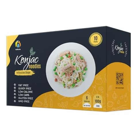 Hethstia Konjac Noodle Low-Carb Fettuccine Shirataki Noodles Keto Low Calorie Pasta Gluten Free, Vegan, Paleo-Friendly (5 oz, 10-Pack) Cover