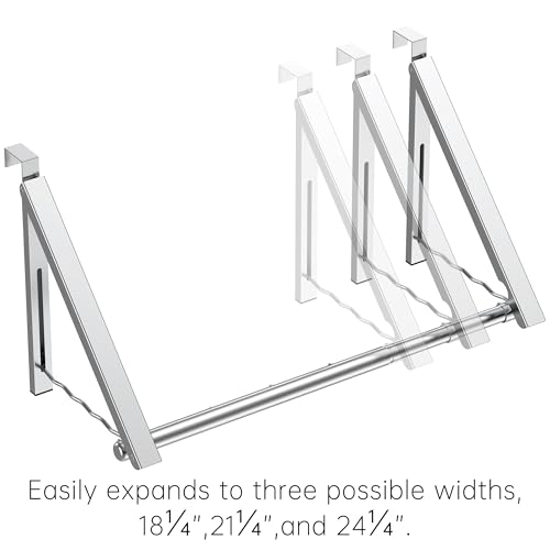 Image of Hleelomi Clothes Drying Rack for Laundry Room Organization,Foldable Over The Door Drying Racks for Saving Space, Silver 2 Racks and A Rod