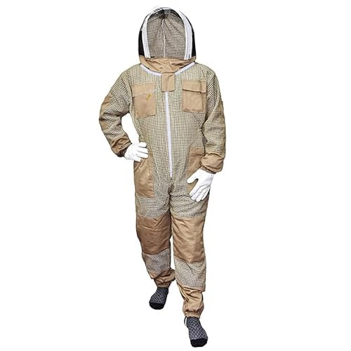 Combinaison Apiculteur Professionnelle Ventilée avec Chapeau Motif, Chapeau Intégré et Grandes Poches - Vêtements de Protection pour Apiculture, Anti-Ponction API, Naturel Respirant
