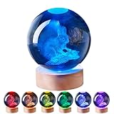 3D Large Squirrel Crystal Ball Night Light with Wooden Base, Crystal Lamp Gift for Kids Friends, 16 Color Changing with Remote Control, Laser Engraved 3.15 inch Glass Ball Lamp (Squirrel)