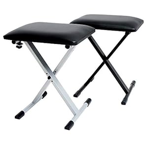 GEWA keyboardbank zilvergrijs, 3-voudig in hoogte verstelbaar, zitting kunstleer zwart 43×31 cm, vulling 3 cm