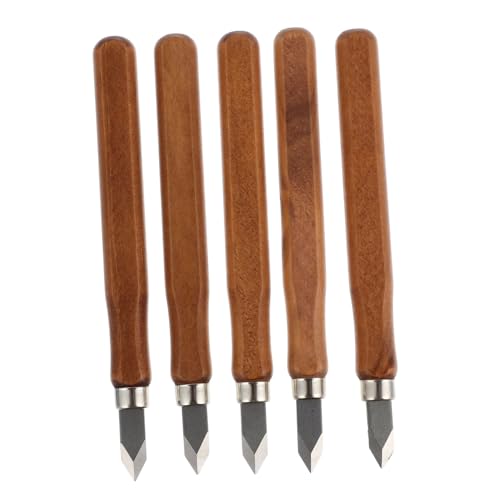 TOPBATHY 5 piezas Cuchillos para Tallar Madera Mango de Madera Cuchillas de Duraderas Precisión para Carpintería Uso Manual Robusto