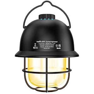Tavaler Campinglampe Aufladbar, LED Camping Lampe USB C Camping Lampen 4000 mAh Akku Camping Licht 4 LED Leuchtmodi…