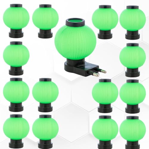 Image of Hi-Plasst Green Plug in Night Lamp - Portable LED 0 Watt Bulb Lamp for Bedroom, Side Table & Wall Lighting - Set of 15