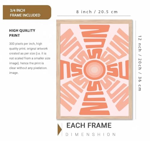 Image of BLINKART Typography Aesthetic Modern Art Walls With Frame | Natural Wood Texture | Living Room Bedroom Office Wall Decoration | Poster Home Decor Frames Wall Bedroom | 12x8 Inches (D565)