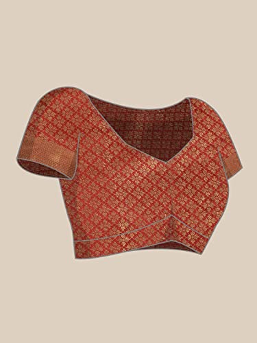 Image of Panzora Women's Banarasi Silk Woven Zari Work Saree With Unstitched Blouse Piece